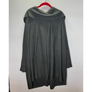 Briggs Womens Gray Cowl Neck Poncho Sweater 1X/2X  Knit Cape with Buckle Accent